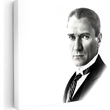 Tablofest Yatay Kanvas Tablo Atatürk Keskin Bakışlı Portre Atatürk Tablosu Ev Ofis Duvar Dekoru
