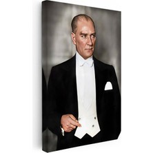 Tablofest Dikey Kanvas Tablo Atatürk Smokin Frak Beyaz Yelek Atatürk Tablosu Ev Ofis Duvar Dekoru