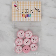 İlk El Grup Loren Crafts Pembe 8 Li Balık Düğme - 570 (Ilkyz-Fshon-34)