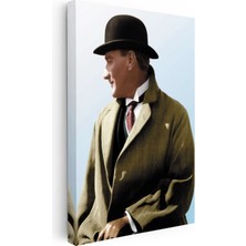 Tablofest Dikey Kanvas Tablo Atatürk Melon Şapka Atatürk Tablosu Ev Ofis Duvar Dekoru