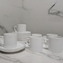 PremiumPort 12 Parça 6 Kişilik Kırık Beyaz Kahve Fincan Takımı