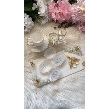 Epoksi Tepsi Incili Nişan + Damat Tepsisi Gold