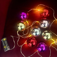 MiraLive 2 Metre 10 LED Pilli 2 Kademeli Parlak Top LED Yılbaşı Ağacı Süsü Mz-3