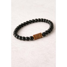 Bijuteri Net Oval Bambu Ahşap Bileklik 8 mm