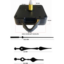 PremiumPort Quartz Saat Mekanizması Seti, 18MM, Akrep, Yelkovan, Saniye, Askılı