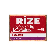 PremiumPort Rize Temalı Mdf Poster, Karadeniz Yön Tabelası ve Şehir Silüeti Dekor