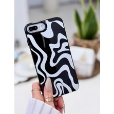 Go Aksesuar Iphone 7 Plus ve 8 Plus Uyumlu Baskı Siyah Beyaz Lansman Silikon Kılıf