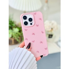 Go Aksesuar Iphone 14 Promax Uyumlu Baskı Pembe Fiyonk Tasarımlı Esnek Silikon Koruyucu Kılıf