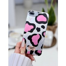 Go Aksesuar Iphone 7 Plus ve 8 Plus Uyumlu Shine Pembe Leopar Renk Geçişli Desenli Silikon Kılıf