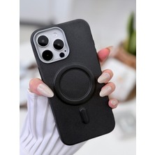 Go Aksesuar Iphone 14 Promax Uyumlu Magsafe Özellikli Parmak Izi Bırakmaz Deri Görünümlü Koruyucu Silikon Kılıf