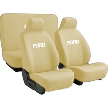 Zapomi Zapomi Ford Uyumlu Oto Koltuk Kılıfı Ön ve Arka 4 Parça Penye Takım Krem Rengi