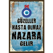 PremiumPort Güzel ve Neşeli Duvar Yazıları, Retro Tarzda Ahşap Posterler