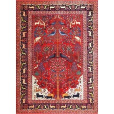 PremiumPort Hayvan Temalı Iran Horasan Halısı ve Ahşap Poster Dekorasyon Seti