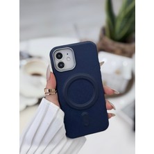 Go Aksesuar Iphone 12 ve 12 Pro Uyumlu Magsafe Özellikli Parmak Izi Bırakmaz Deri Görünümlü Silikon Kılıf