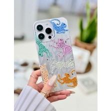 Go Aksesuar Iphone 16 Promax Uyumlu Shine Renkli Leopar Renk Geçişli Parlak Silikon Korumalı Kılıf