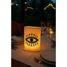 PremiumPort Romantik Nazar Keten Mumluk, Şık ve Atmosfer Yaratıcı Dekorasyon Parçası