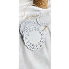 PremiumPort 100 Adet 12,5 cm Dantel Kağıt Bardak Altlığı, Çay ve Içecekler Için