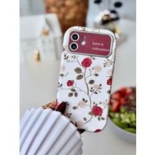 Go Aksesuar Iphone 12 Uyumlu Kamera Baskı Gül Desenli Esnek Silikon Kılıf