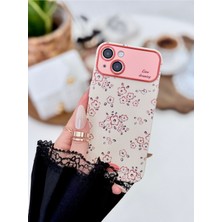 Go Aksesuar Iphone 13 ve iphone 14 Uyumlu Kaplama Kamera Baskı Mini Çiçek Tasarımlı Model Silikon Kılıf