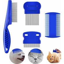 FRY 4'lü Bit Pire Tarağı Set Kedi Köpek Evcil Hayvan Tüy Toplayıcı Mavi