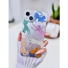 Go Aksesuar Iphone 14 Plus - 15 Plus Uyumlu Shine Renkli Leopar Renk Geçişli Parlak Tasarımlı Silikon Kılıf