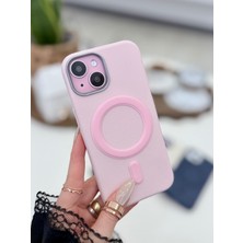 Go Aksesuar Iphone 15 - 14 - 13 Uyumlu Magsafe Özellikli Parmak Izi Bırakmaz Deri Görünümlü Silikon Kılıf