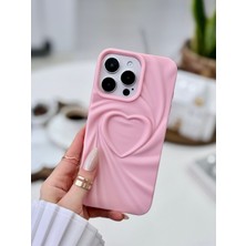Go Aksesuar Iphone 16 Promax Uyumlu 3D Mat Saten Kalp Kabartma Desenli Darbe Önleyici Silikon Kılıf
