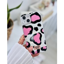 Go Aksesuar Iphone 15 - 14 - 13 Uyumlu Shine Pembe Leopar Renk Geçişli Parlak Tasarımlı Silikon Kılıf