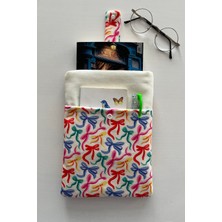 Outlet Çarşı Cepli Kitap Kılıfı Fiyonk Desenli Kitap Sever Hediyesi