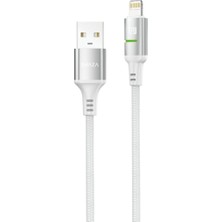 Shaza 12W Usb-A To Lightning Örgülü Hızlı Şarj ve Data Kablosu Beyaz