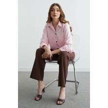 FullaModa Kalp ve Güneş Nakışlı Salaş Gömlek