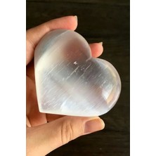 PremiumPort Beyaz Selenit Kalp Kesim Masaj Taşı, Rahatlatıcı Terapi ve Enerji Desteği