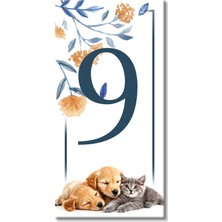 PremiumPort Sevimli Kedi ve Köpek Temalı Seramik Kapı Numarası No:9
