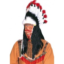 Die Grup Kızılderili Başlığı Şapkası Kırmızı Beyaz