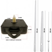 PremiumPort Sessiz 1. Sınıf Akar Saat Mekanizması 16 mm Askılı, 3D Saatlerle Uyumlu