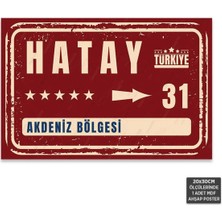 PremiumPort Hatay Şehir Tabelası Retro Mdf Ahşap Poster 20X30CM