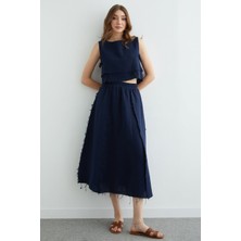 FullaModa Beli Lastikli Püsküllü Etekli Müslin 2 Li Takım