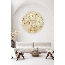 PremiumPort Şık Oval Kendinden Yapışkanlı Duvar Kağıdı, Altın Çiçek ve Kuğu Deseni