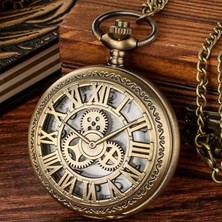 Sarego Rakamlı Motifli Köstekli Cep Saati Nostaljik Retro Vintage Tasarım Klasik  Zincirli Hediyelik Saat