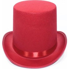 Ttt Kırmızı Fötr Şapka Sihirbaz Şapkası