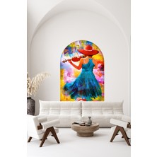 PremiumPort Renkli ve Kendinden Yapışkanlı Keman Çalan Kız Temalı Duvar Kağıdı