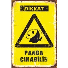 PremiumPort Retro Panda Ahşap Poster, Vintage Tarzda Dekoratif Duvar Sanatı