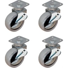 MiraLive Furç Tablalı Bilyalı Teker (Frenli) - 20X50 - Gri HKS177 - 4 Adet