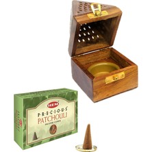 PremiumPort Konik Tütsü Yakma Kutusu, Kahverengi, Patchouli Kokusu, Şık ve Pratik