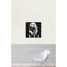 PremiumPort Soyut Ses Dalgaları Temalı Ahşap Poster, Korku Manga Sanatı Dekoru