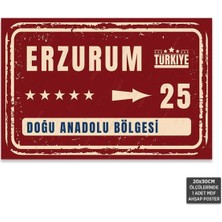 PremiumPort Ahşap Şehir Tabelası Retro Poster 20X30CM Erzurum