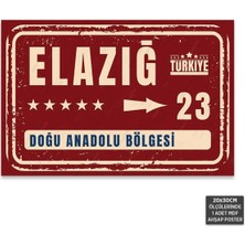 PremiumPort Elazığ Şehir Tabelası Retro Mdf Ahşap Poster 20X30CM