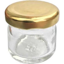 PremiumPort 40CC Cam Kavanoz Seti, Gold Metal Kapaklı, Dekoratif Şişe, 5'li Paket