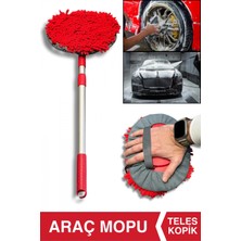 Ellesill Germany Teleskopik Araç Mopu Kırmızı Renk - Car Multiflex