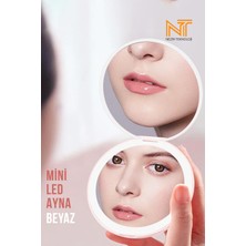 PremiumPort Mini LED Şarjlı Işıklı Yuvarlak Makyaj Aynası, Taşınabilir ve Ergonomik